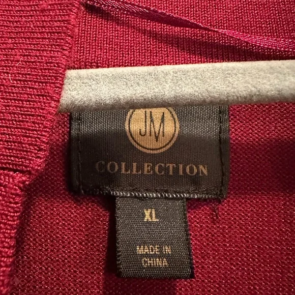 JM Collection Deep Red Open-Front Cardigan - Picture 7 of 8